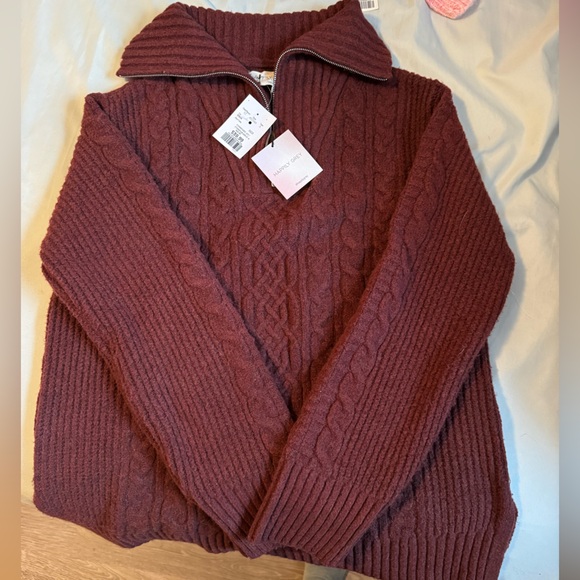 happily grey Sweaters - Burgundy cable knit sweater